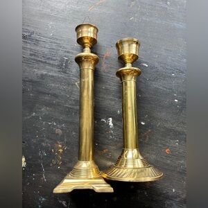 set of two vintage tall brass candlesticks candle holders